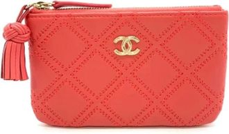 Chanel Pre-owned Leather chanel-bags - Dames - Vintage Clutch - Oranje - ONE Size - Leer - Vintage