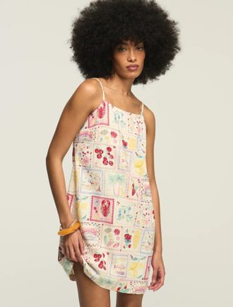Lucky Brand Womens Conversational Print Mini Slip Mini Dress