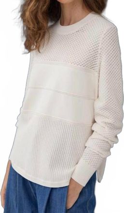 Autumn Cashmere Womens Mixed Stitch Shirttail Crewneck Top In White