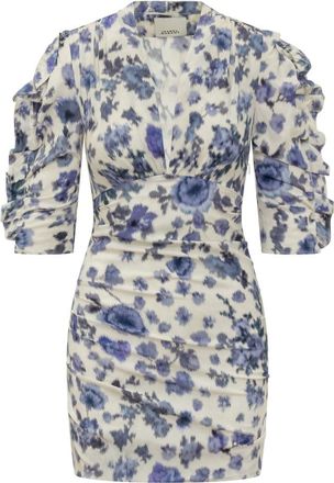 Isabel Marant Blue Floral V Neck Mini Dress