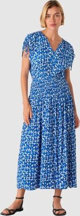 Whistles Brushed Stroke Short Sleeve Midi Dress in Blue/multi at Nordstrom, Size 12