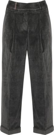 PESERICO Wijde Corduroy Broek - Dames - Wijde Broeken - Grijs - S - Broeken