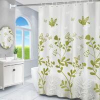 OEM Cortina De Ducha Verde, Resistente Al Moho, 180 X 200 Cm, Estampado Floral, Lavable, Con 12 Ojales Blancos - Crezuo