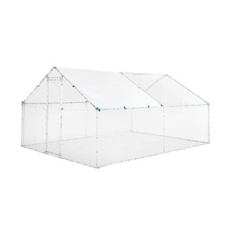 Sweeek Gallinero y aviario de acero galvanizado, gris et vert