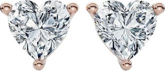 Tilla 14kt roségouden Heart oorbellen met diamant - Roze