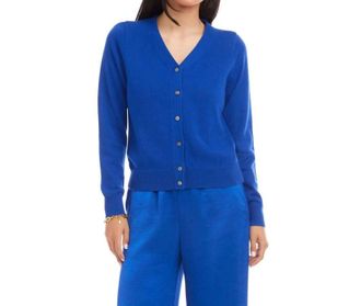 Karen Kane Long Sleeve Cardigan Sweater In Sapphire Blue
