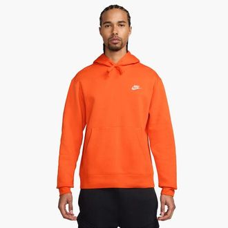 Nike Mens Club Pullover Hoodie - Safety Orange/Safety Orange/White Size 3XL