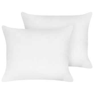 Beliani Beliani - Conjunto De Almohadas Coj&iacute;n Para Dormitorio 50 X 60 Cm Algod&oacute;n De Japara Funda Lyocell Relleno De Poli&eacute;ster Perfil Bajo Blanco Triglav