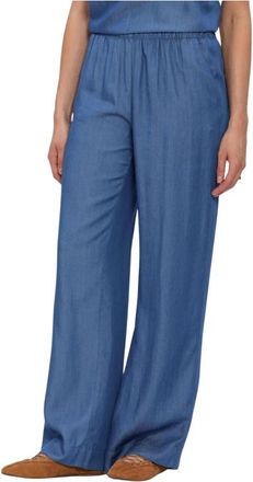 Minus Msmirja Mid Waist Pant - Dames - Wijde Broeken - Blauw - M - Denim - Broeken