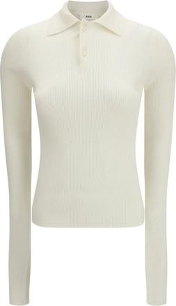 Rier Polo de Seda de Manga Larga - Knitwear - Hombre - Blanco - S