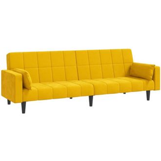 vidaXL Sof&aacute; Cama De 2 Plazas Con Dos Almohadas Terciopelo Amarillo Vidaxl