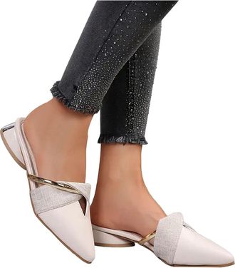 Generic 2026 Women Slippers High Heels For SexyPlus Size Elegant Black Green White Shoes Dressy (White, 6.5) (2)