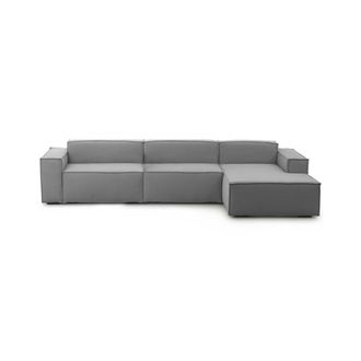 Dmora Sof&aacute; Fijo Dmaiol, Sof&aacute; Modular 4 Plazas Pen&iacute;nsula Derecha, 100% Made In Italy, Sof&aacute; Moderno En Tela, Cm 340x170h70, Gris - Dmora