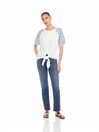 Fifteen Twenty Jami Contrast Tie-Front Top In Off White