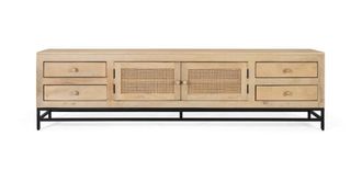 Giner&Colomer Mueble para tv de madera de mango y rat&aacute;n, 210 cm