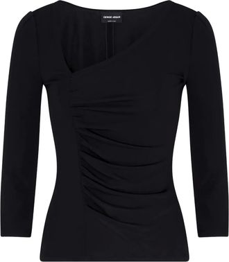 Giorgio Armani asymmetric ruched top - Nero