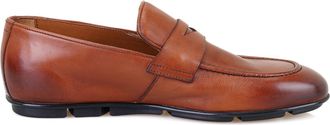 Desa Mens Leather Slip-Ons - Synthetic Sole, Flat Heel, Breathable | Brown - 43