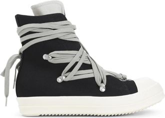 Rick Owens Megalace Sneakers - Heren - Sneakers - Zwart - 45 EU - Katoen - Schoenen