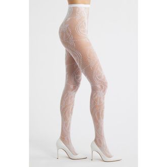 High Heel Jungle Monet Lace Tights in White at Nordstrom