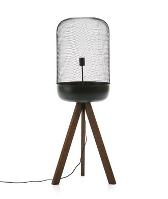 Els Banys L&aacute;mpara pie tripodal madera metal