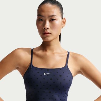 Nike Womens One Light-Support Padded Printed Sports Bra in Blue | IQ0162-411