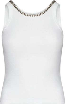 John Richmond Top zonder mouwen met versierde halslijn - Dames - Tops zonder mouwen - Wit - XS - Tops