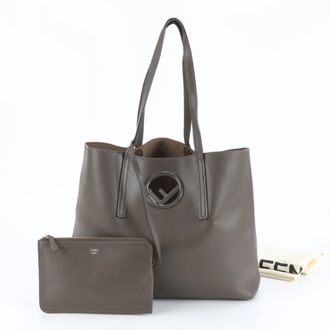 Fendi Brown Leather Handbag Pouch Shoulder Bag Tote Bag (Pre-Owned)