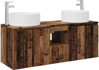 vidaXL Juego De Muebles De Ba&ntilde;o 3 Uds. Madera Envejecida Vidaxl