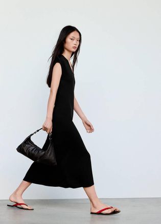 Mango Vestito maglia scollo a V nero - Donna - XXS - MANGO