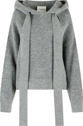 Closed Grey Hooded Fine Knit Wool-Blend Sweater