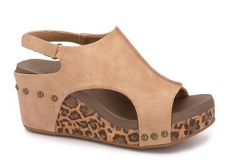 Corkys Footwear Womens Carley Wedge In Taupe Smooth Leopard