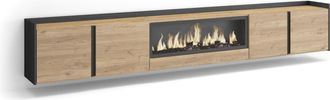Skraut Home Skraut Home - Mueble Tv, Televisi&oacute;n, Muebles De Sal&oacute;n, Almacenaje, 315x35x50cm, Para Tv Hasta 80, Chimenea El&eacute;ctrica Xxl, Colgado, Suspendido, Estilo 