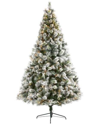 Nearly Natural 8ft Flocked Oregon Pine Artificial Christmas Tree