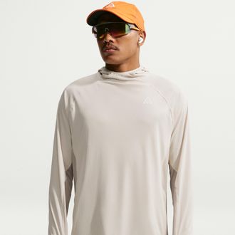 Nike Mens Nike ACG Solar Chase Dri-FIT UV Protection Hooded Trail Running Top in Brown | IF9473-104
