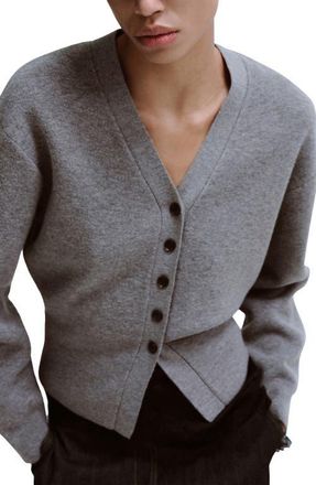 Mango Button-Up Cardigan in Medium Heather Grey at Nordstrom, Size X-Small
