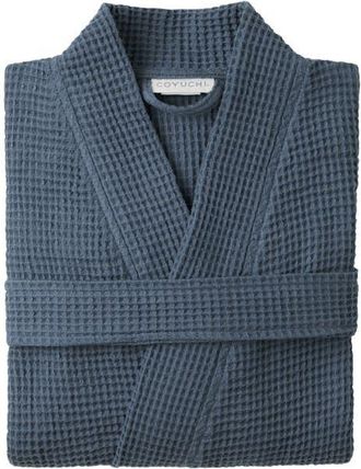 Coyuchi Gender Inclusive Organic Cotton Waffle Texture Robe in Neptune at Nordstrom, Size X-Small/small