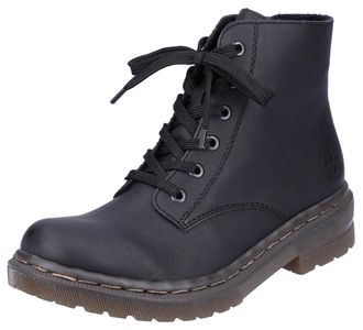 Rieker Schn&uuml;rboots RIEKER, Damen, Gr. 37, schwarz, Lederimitat, unifarben, Schuhe Schn&uuml;rboots, Schn&uuml;rstiefelette, Blockabsatz, mit Logopr&auml;gung