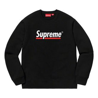 SUPREME SS20 Week 2 Underline Crewneck logo Round Neck Pullover Unisex Black SUP-SS20-350