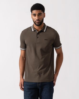 HUGO BOSS Mens Paddy Cotton-Piqu&eacute; Polo Shirt in Dark Brown - Size X-Large