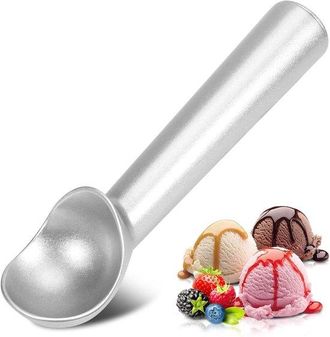 OEM Cuchara Helado 18 Cm (7 Revestimiento Antiadherente, Cuchara Aluminio Integrada, Duradero, Batidos Helado Almendras (plateada), 7 Pulgadas