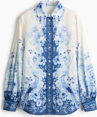 H&M Bedruckte Bluse aus Lyocell - White