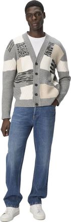 Missoni The Cardigan In Pure Wool With Flame And Zigzag Inserts in Beige & Grey at Nordstrom, Size 54 It