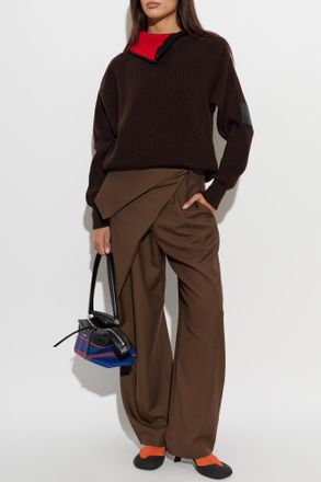 Loewe Wool Pleated Trousers, Womens, Brown