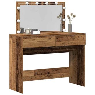 Berkfield Home Stunning Dressing Table with LED Old Wood 100x40x120 cm in Brown | Size: 100 x 40 x 120 cm