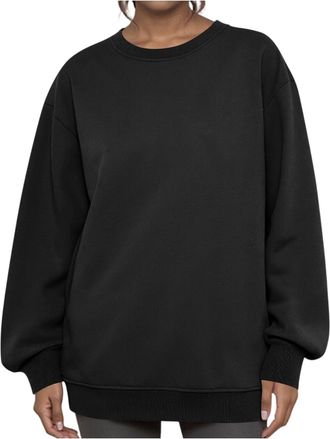 Generic Womens Sweatshirt Uk, Womens Solid Color Long Sleeve Crew Neck Sweater Pullover Tops Trendy Comfortable Sweatshirt Jumpers Uk Size 8 10 12 14 16,Black