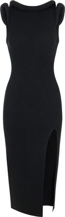 Elisabetta Franchi Gebreide jurk met 3D-details - Dames - Feestkleedjes - Zwart - S - Polyester - Kleedjes