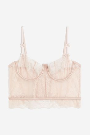 H&M Unwattiertes Bustier aus Spitze - Pink