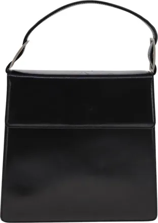 Ferragamo Vintage Top Handle Leather Black Leather Handbag (Pre-Owned)
