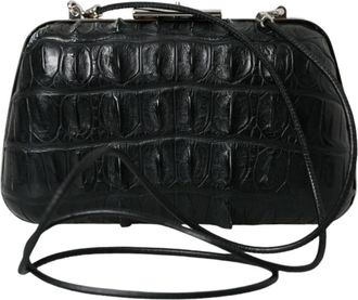 Balenciaga Elegante Krokodillenleren Avond Clutch - Dames - Clutches - Zwart - ONE Size - Leer - Tassen