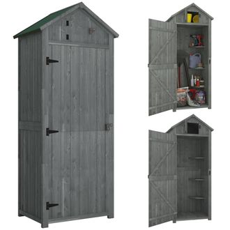 OUTSUNNY Armario de jard&iacute;n 77x54.2x179 cm gris y verde